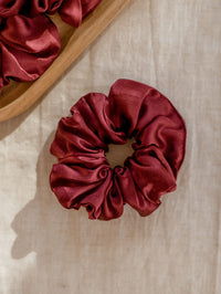 Wide Scrunchie / Silk - Burgundy