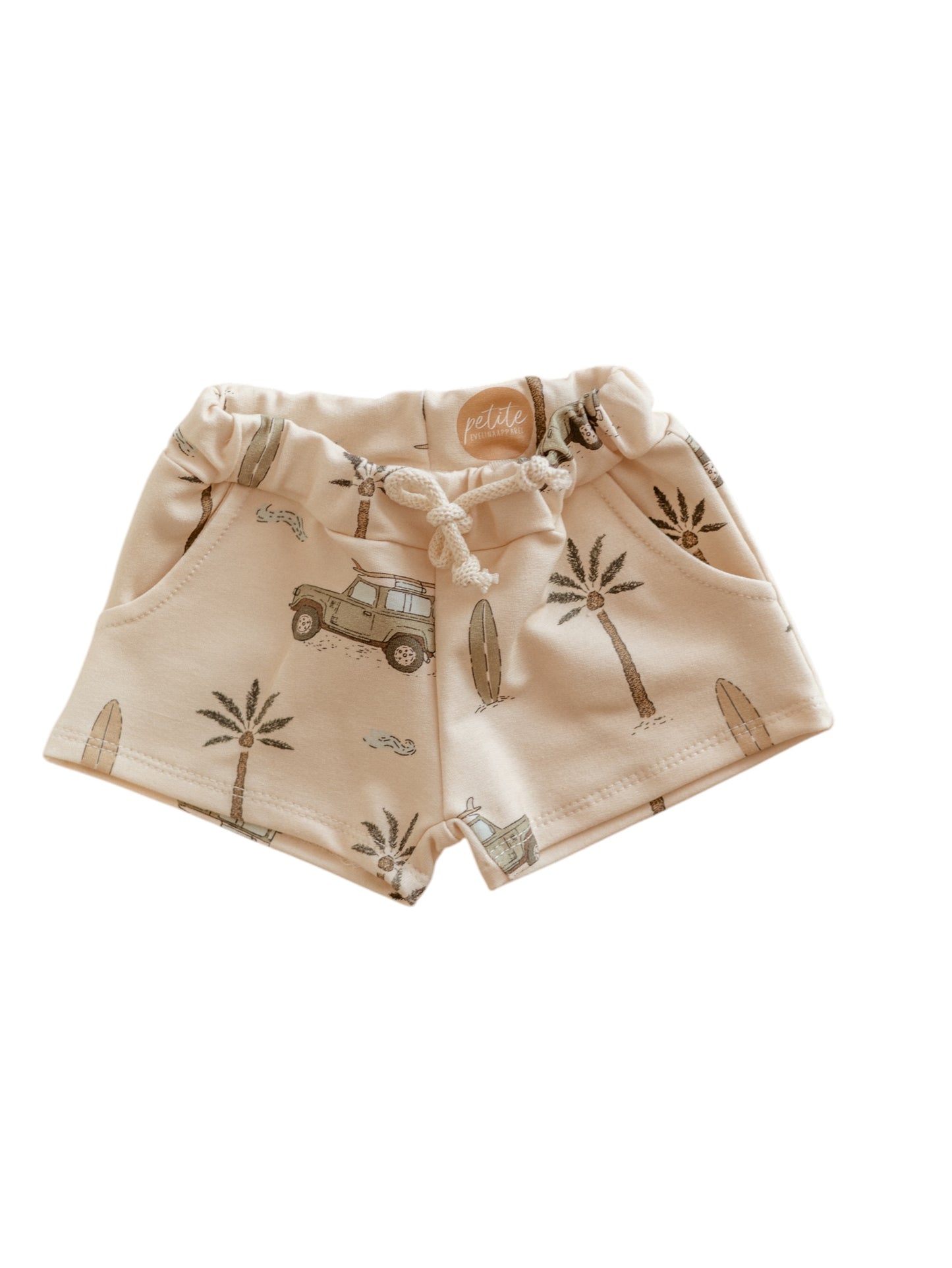 Baby boy shorts / cars & palm trees