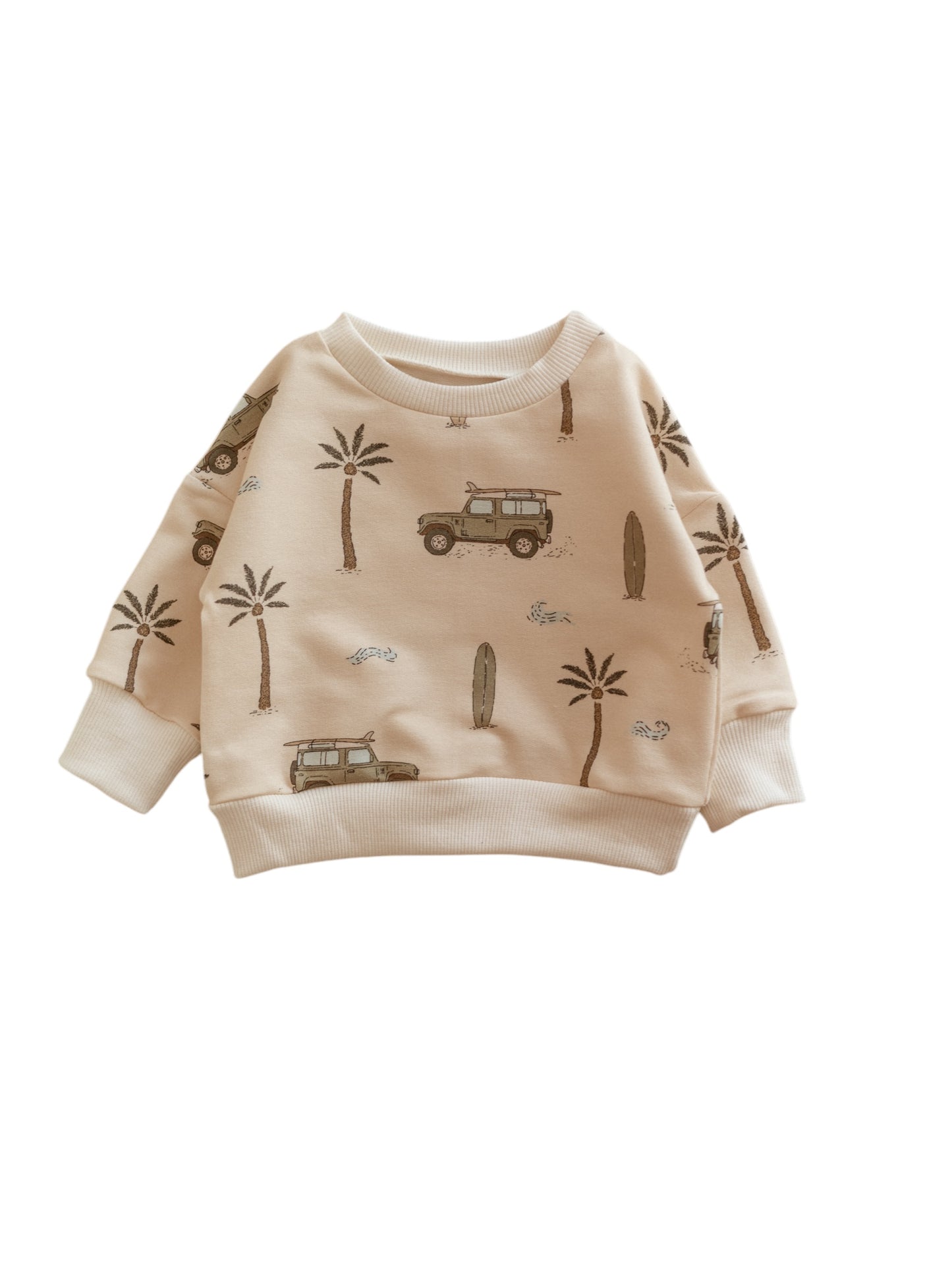 Baby Cotton Sweatshirt / Cars & Palm Trees