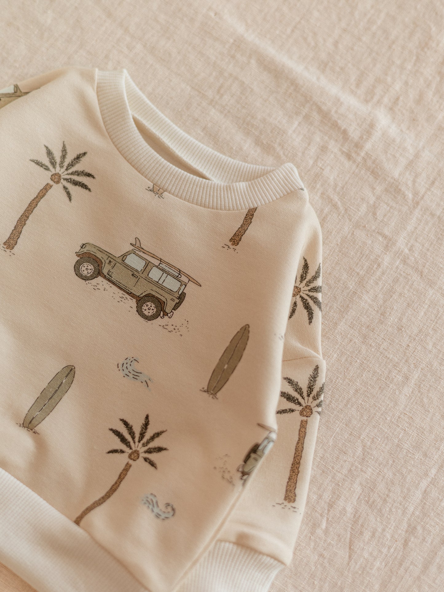 Baby Cotton Sweatshirt / Cars & Palm Trees