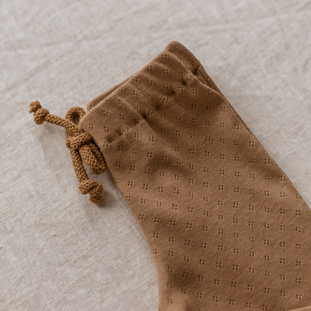 Baby Leggings / Cotton Pointoille - Cacao .