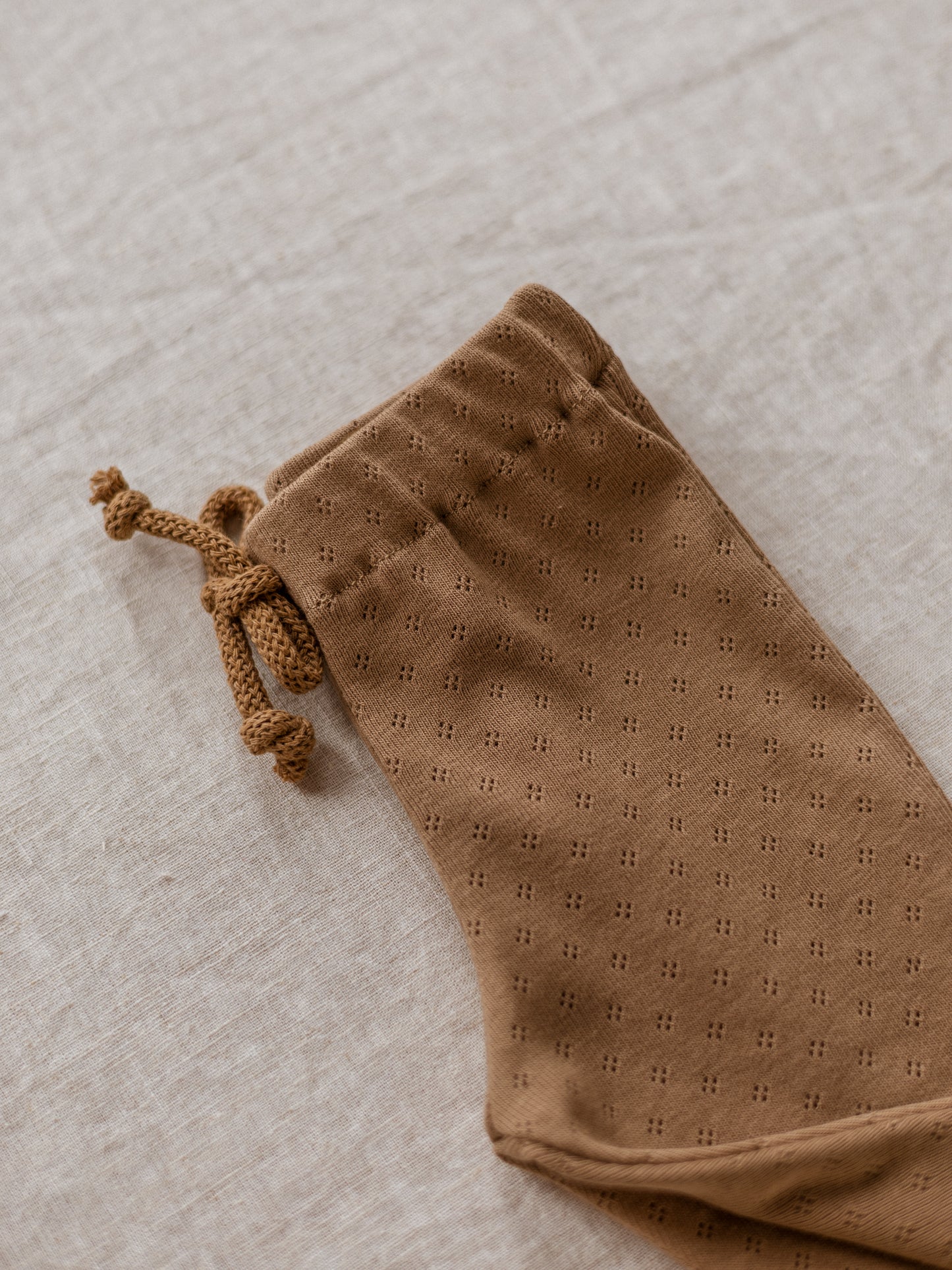 Baby Leggings / Cotton Pointoille - Cacao .