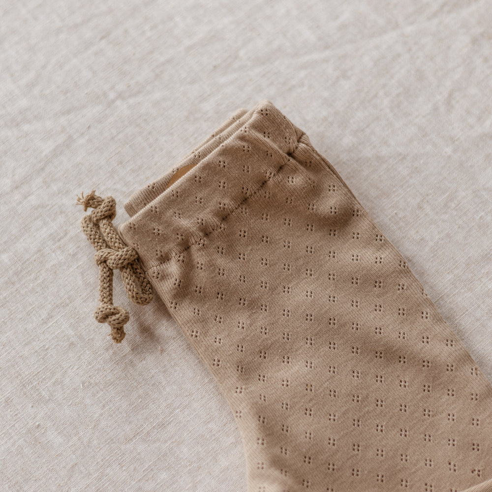 Baby Leggings / Cotton Pointoille - Beige .