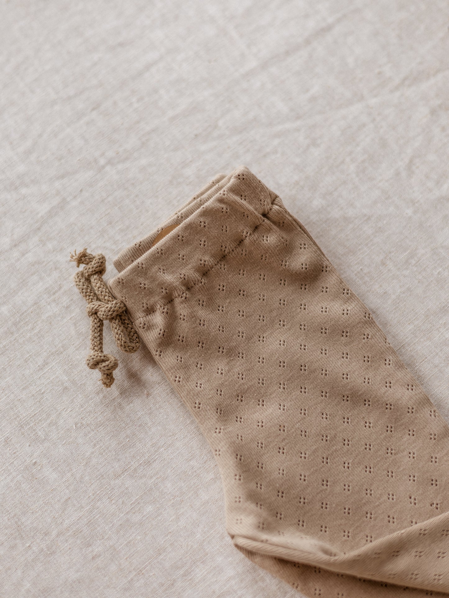 Baby Leggings / Cotton Pointoille - Beige .