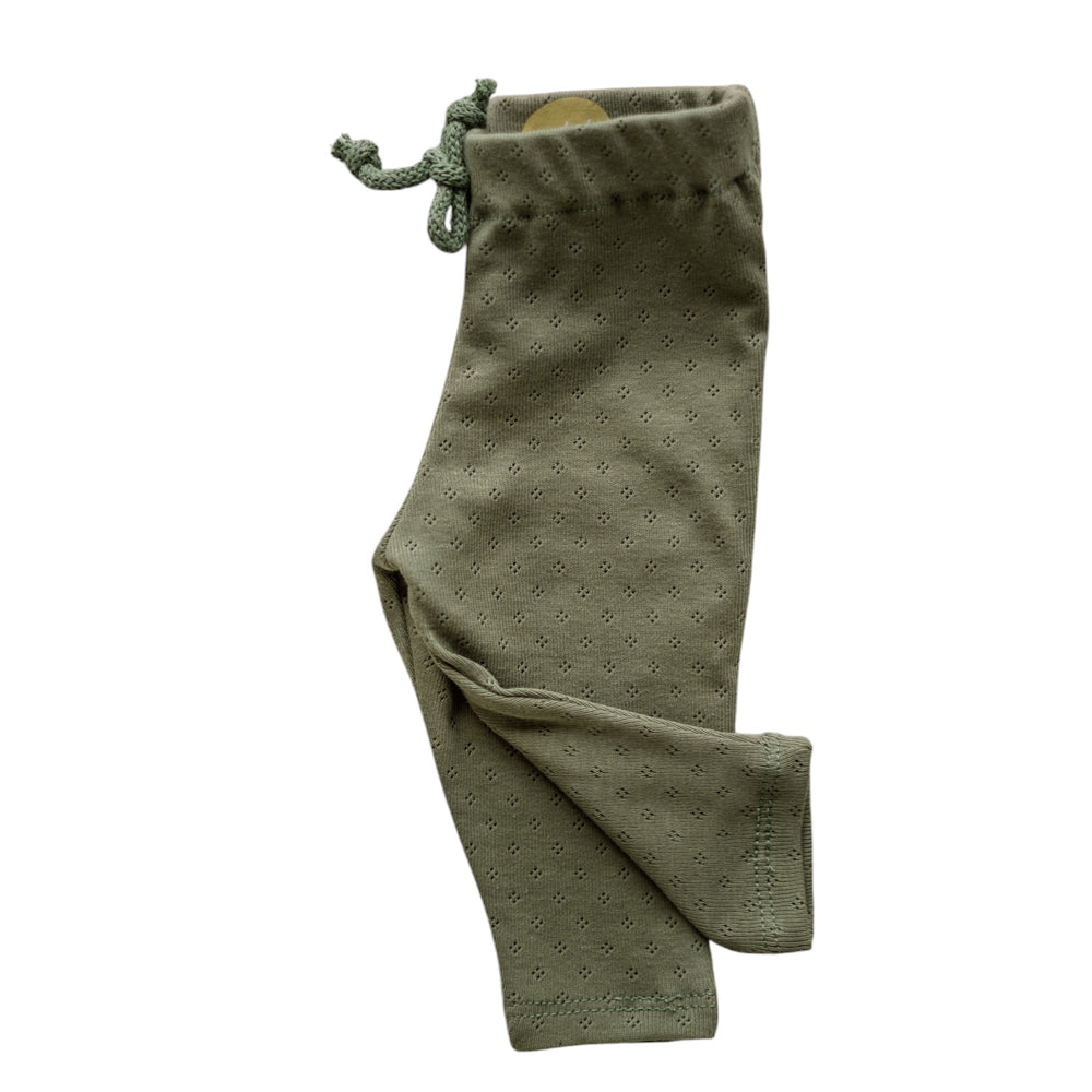 Baby Leggings / Cotton Pointoille - Olive .