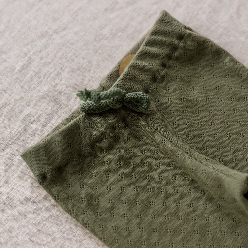 
                      
                        Baby Leggings / Cotton Pointoille - Olive .
                      
                    