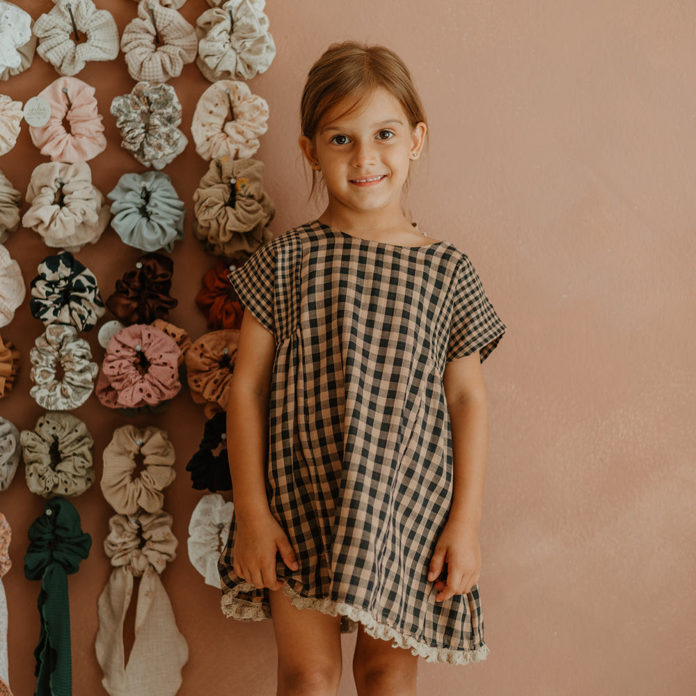 Malia baby dress / checkers - cacao