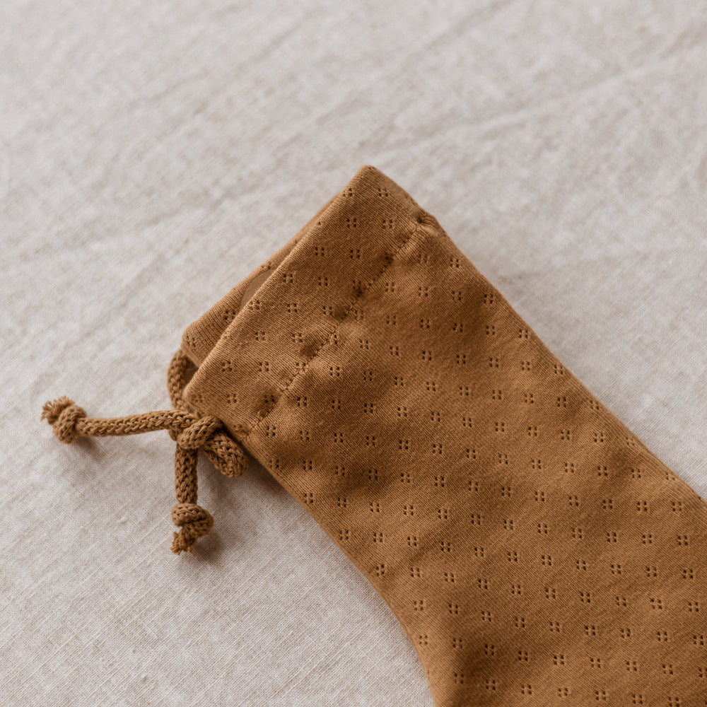 Baby Leggings / Cotton Pointoille - Caramel .