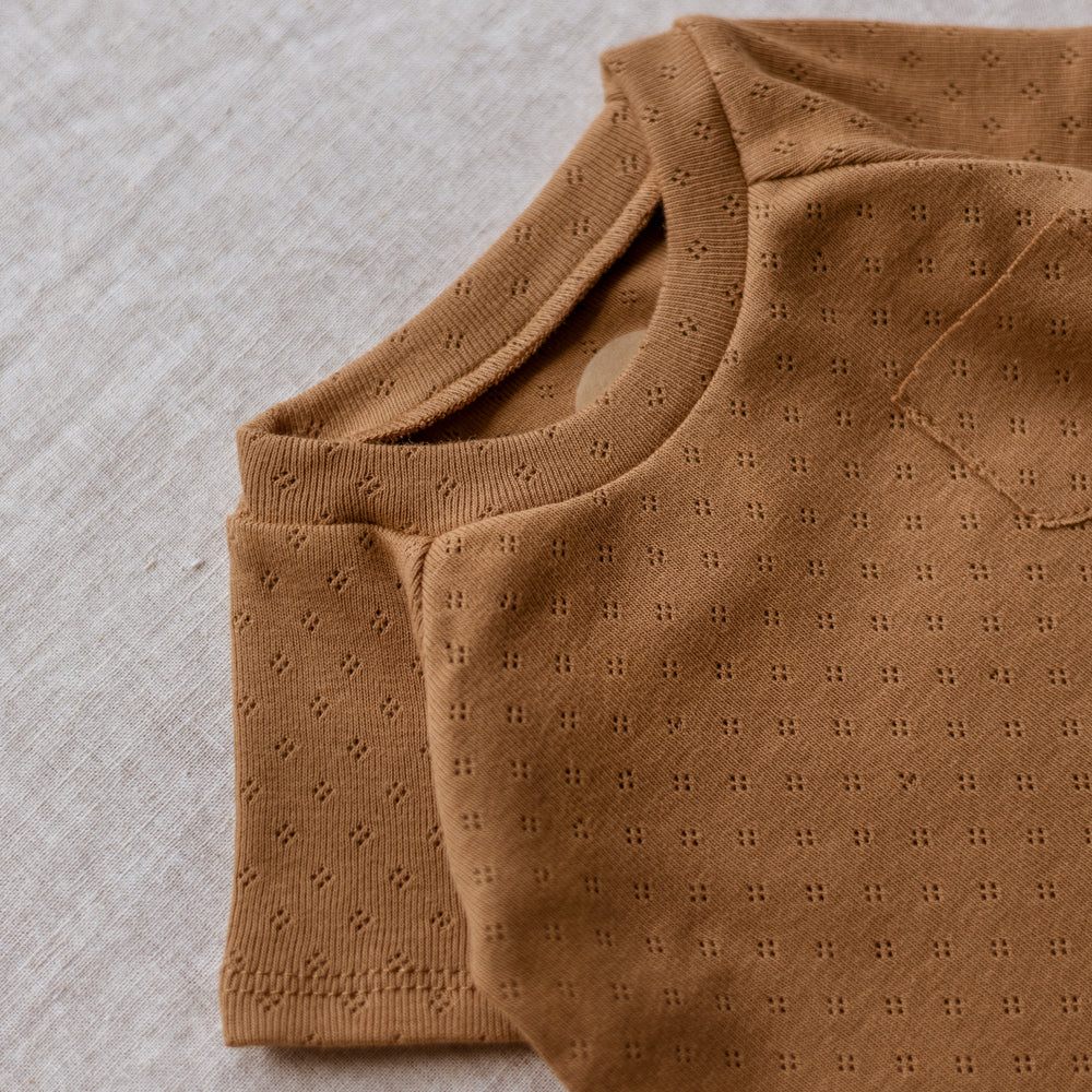 Baby T-shirt / Cotton Pointoille - Caramel .