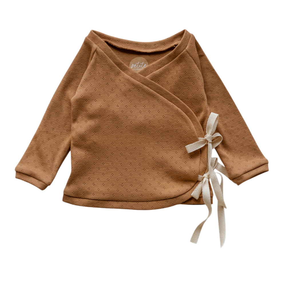 Newborn Wrap Top / Caramel Pointoille .