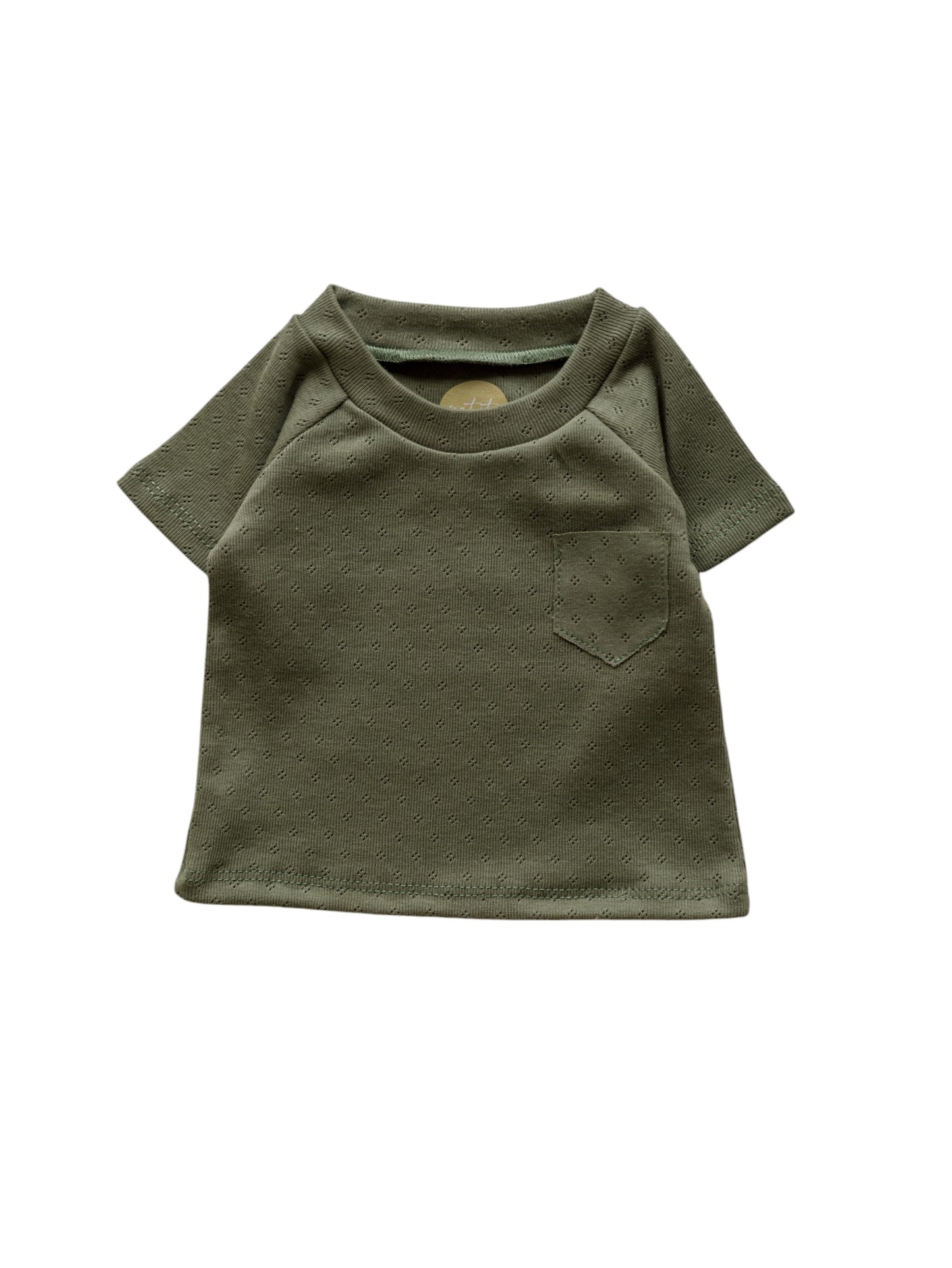 Baby T-shirt / Cotton Pointoille - Olive .