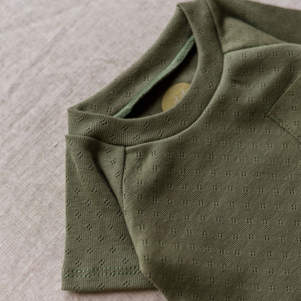 Baby T-shirt / Cotton Pointoille - Olive .