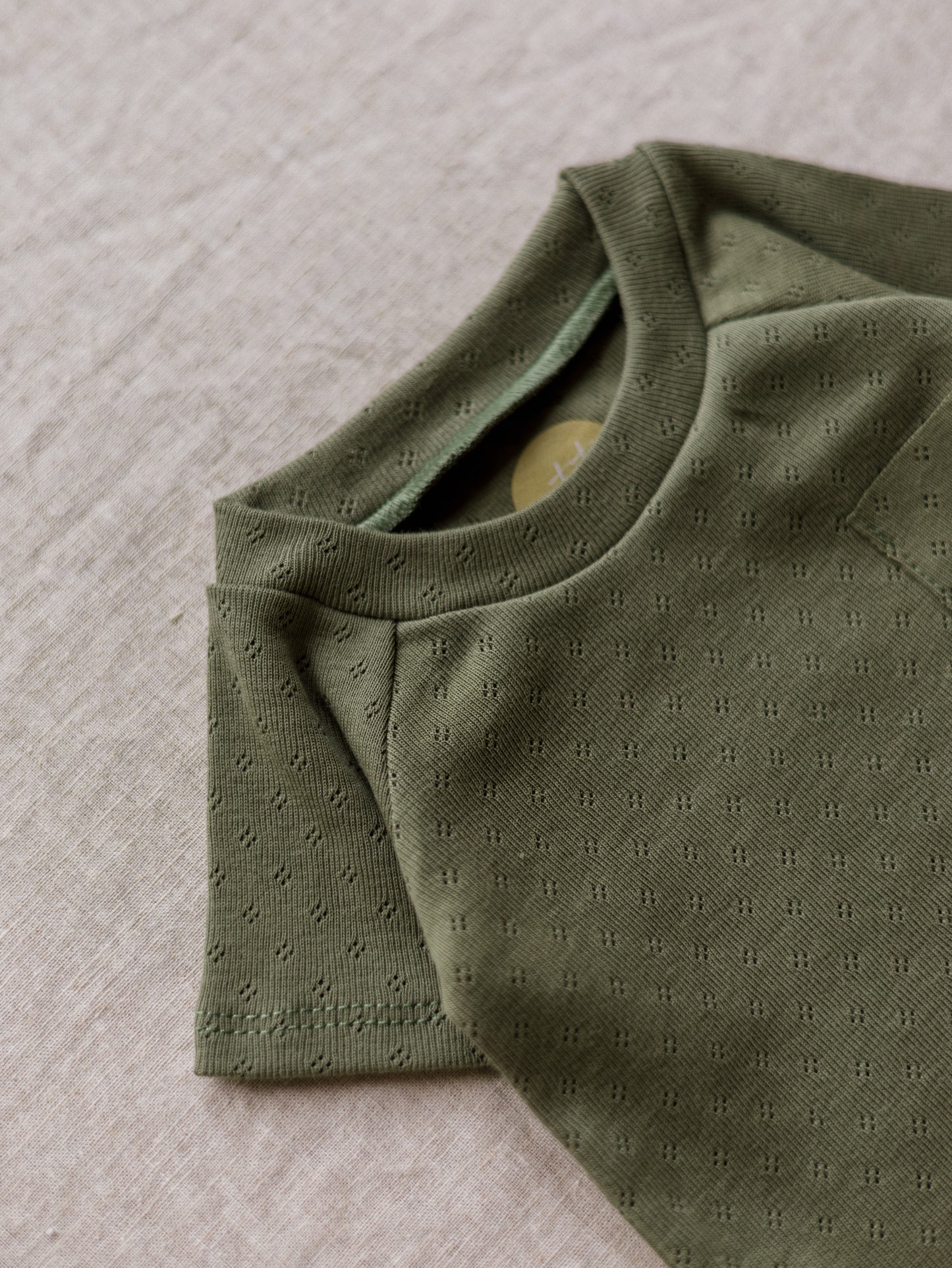 Baby T-shirt / Cotton Pointoille - Olive .