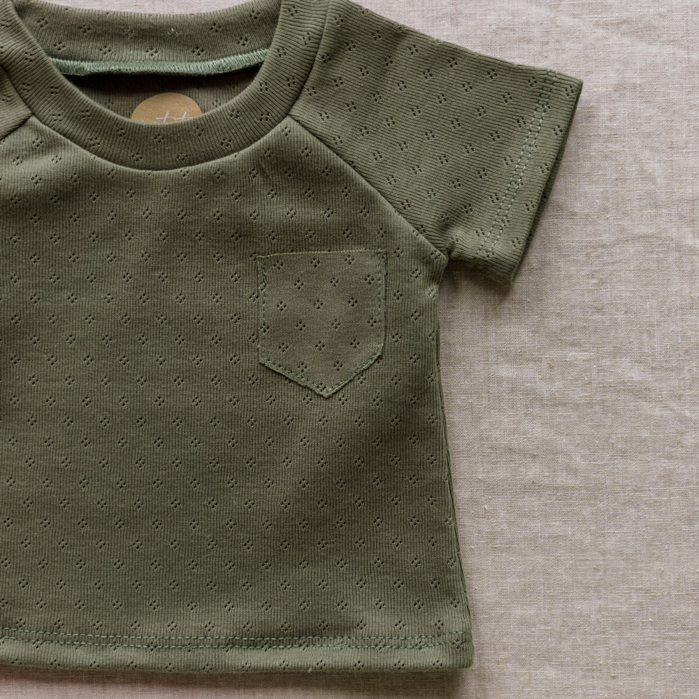 
                      
                        Baby T-shirt / Cotton Pointoille - Olive .
                      
                    