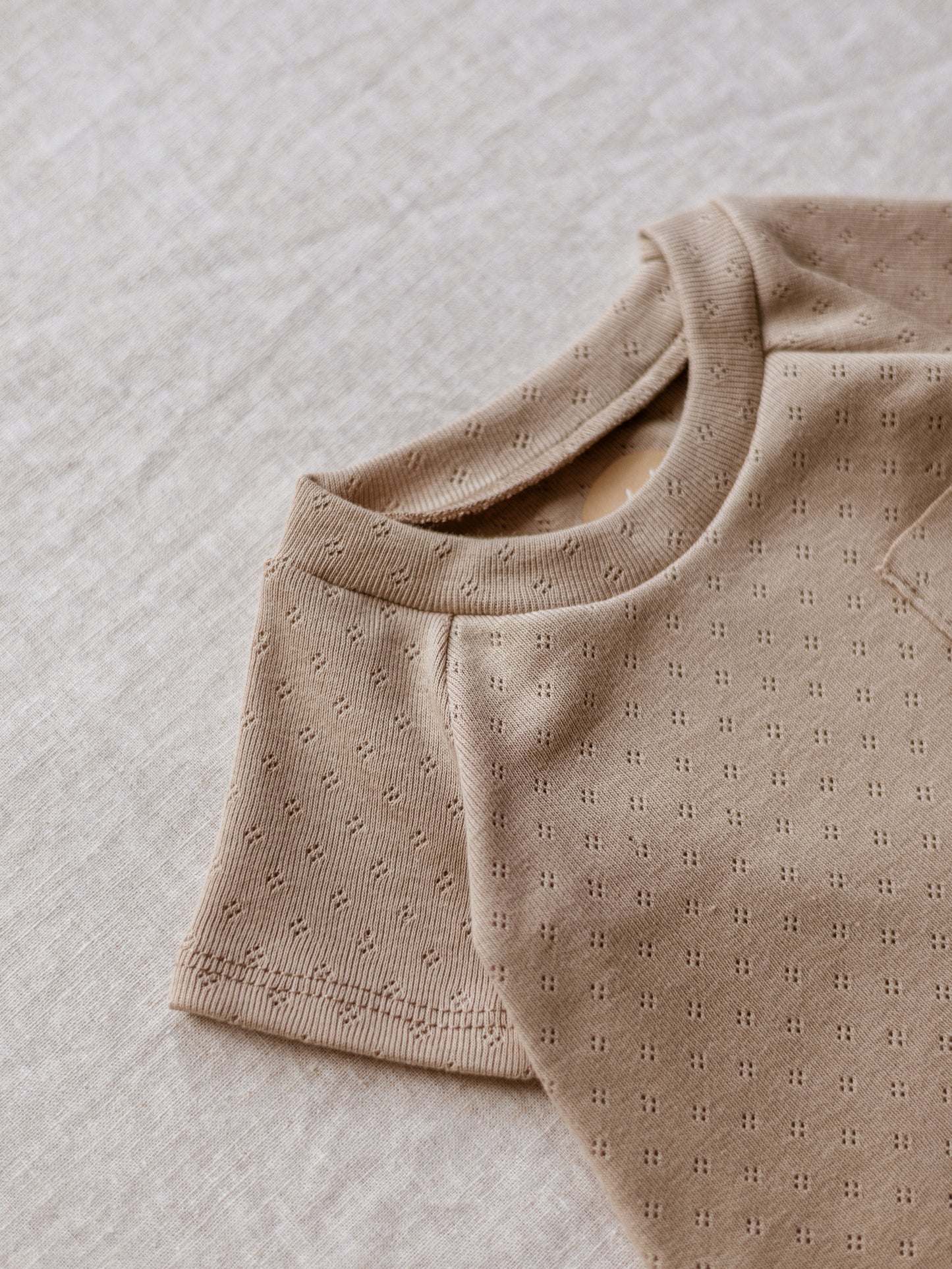 Baby T-shirt / Cotton Pointoille - Beige .