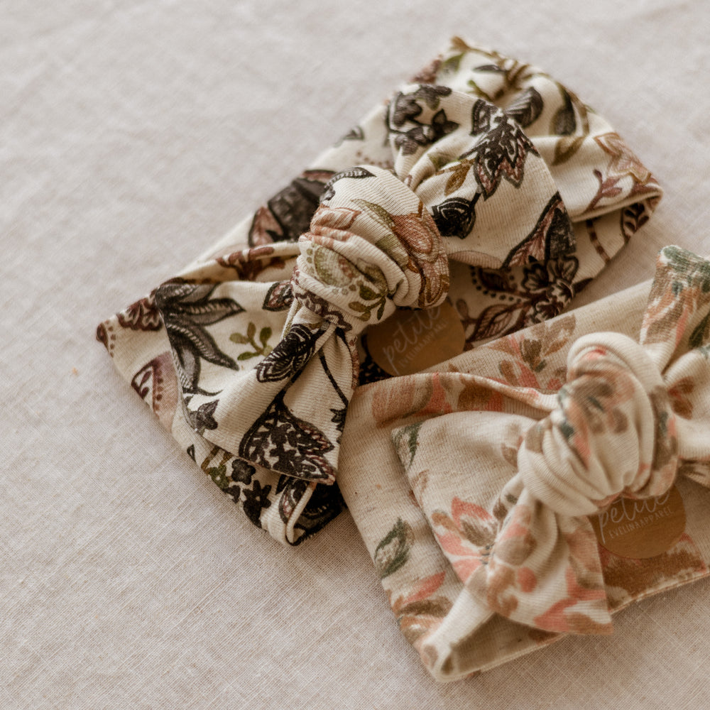 Bow Headband / Linen Floral