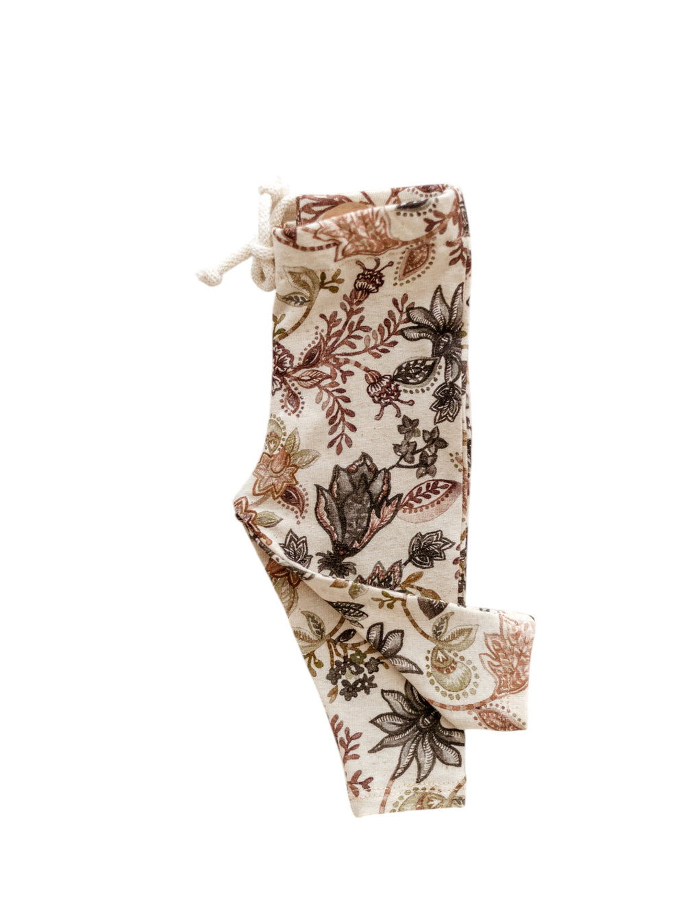 Baby leggings / Linen Floral - Chocolate Mauve