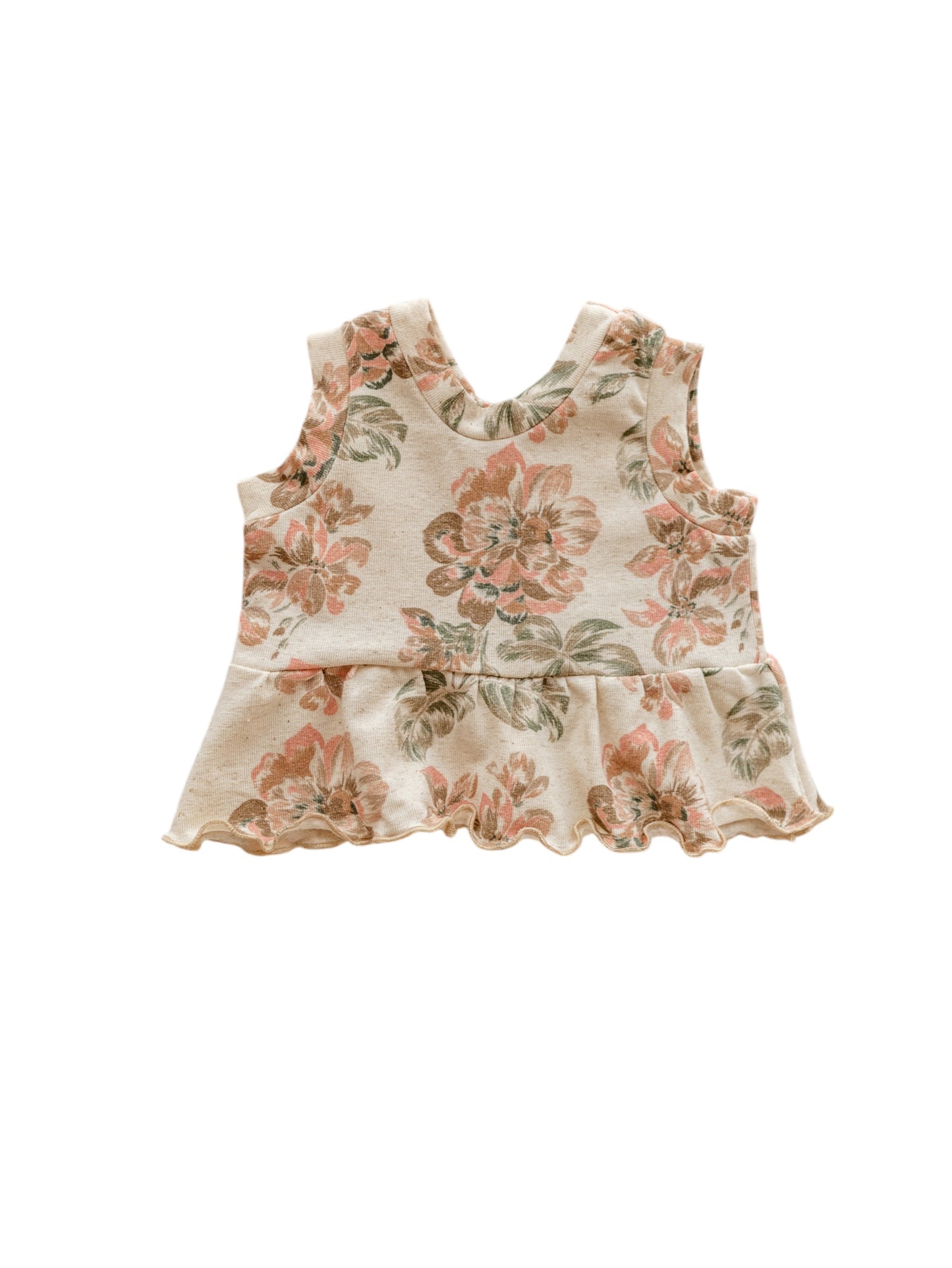 Ruffle top / Linen Floral Rose