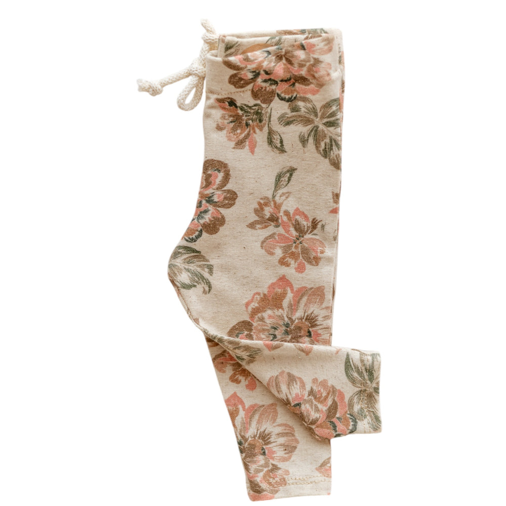 Baby Leggings / Linen Floral Rose