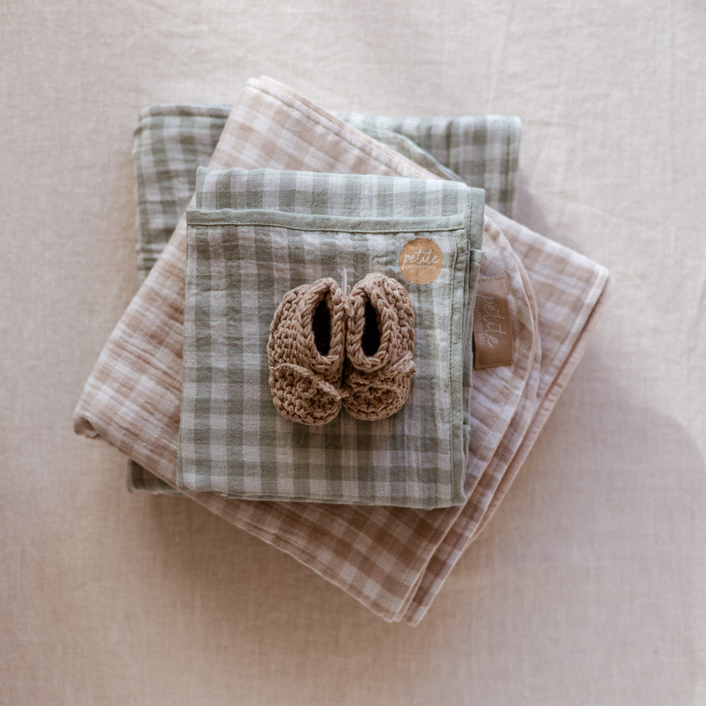 Muslin Blanket /  Beige Checkers