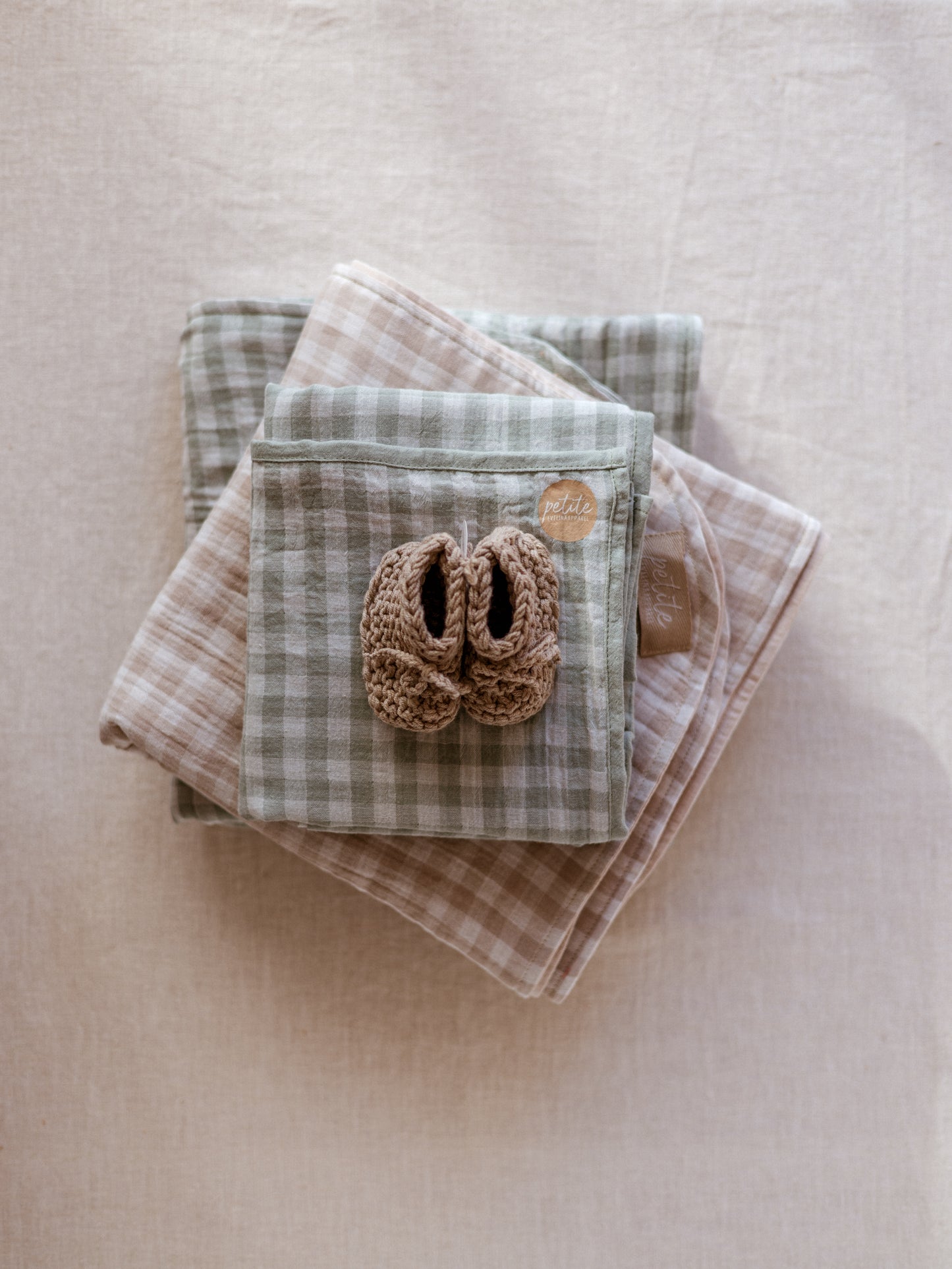 Muslin Blanket /  Beige Checkers