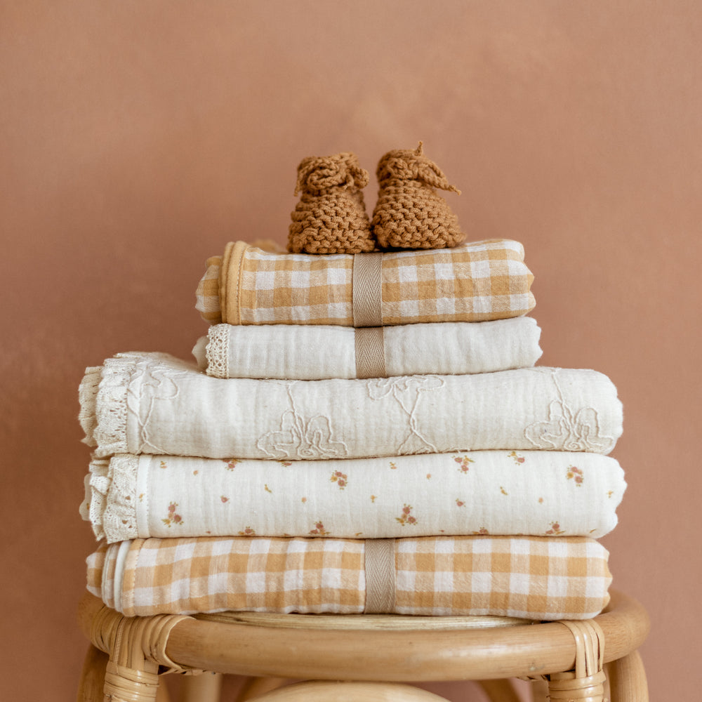 Baby Swaddle / Checkers - Honey Yellow