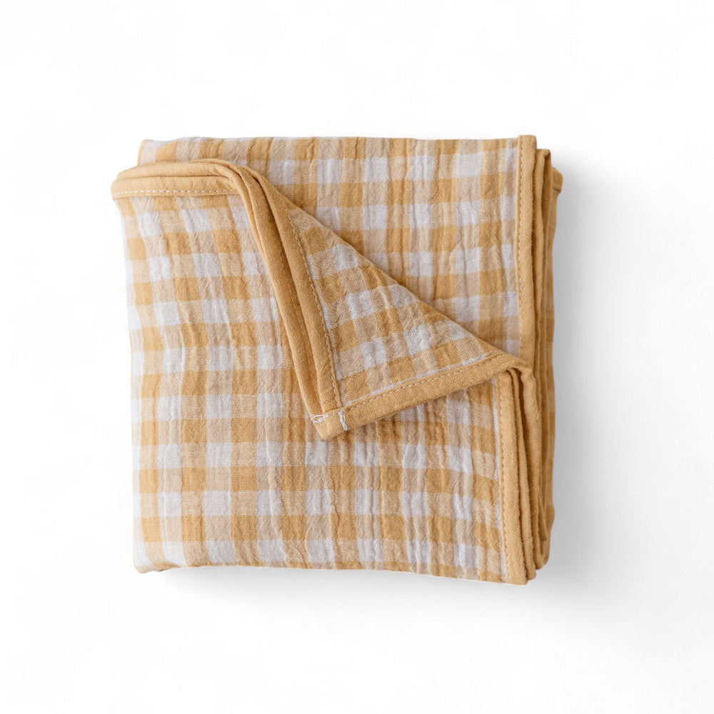 Baby Swaddle / Checkers - Honey Yellow