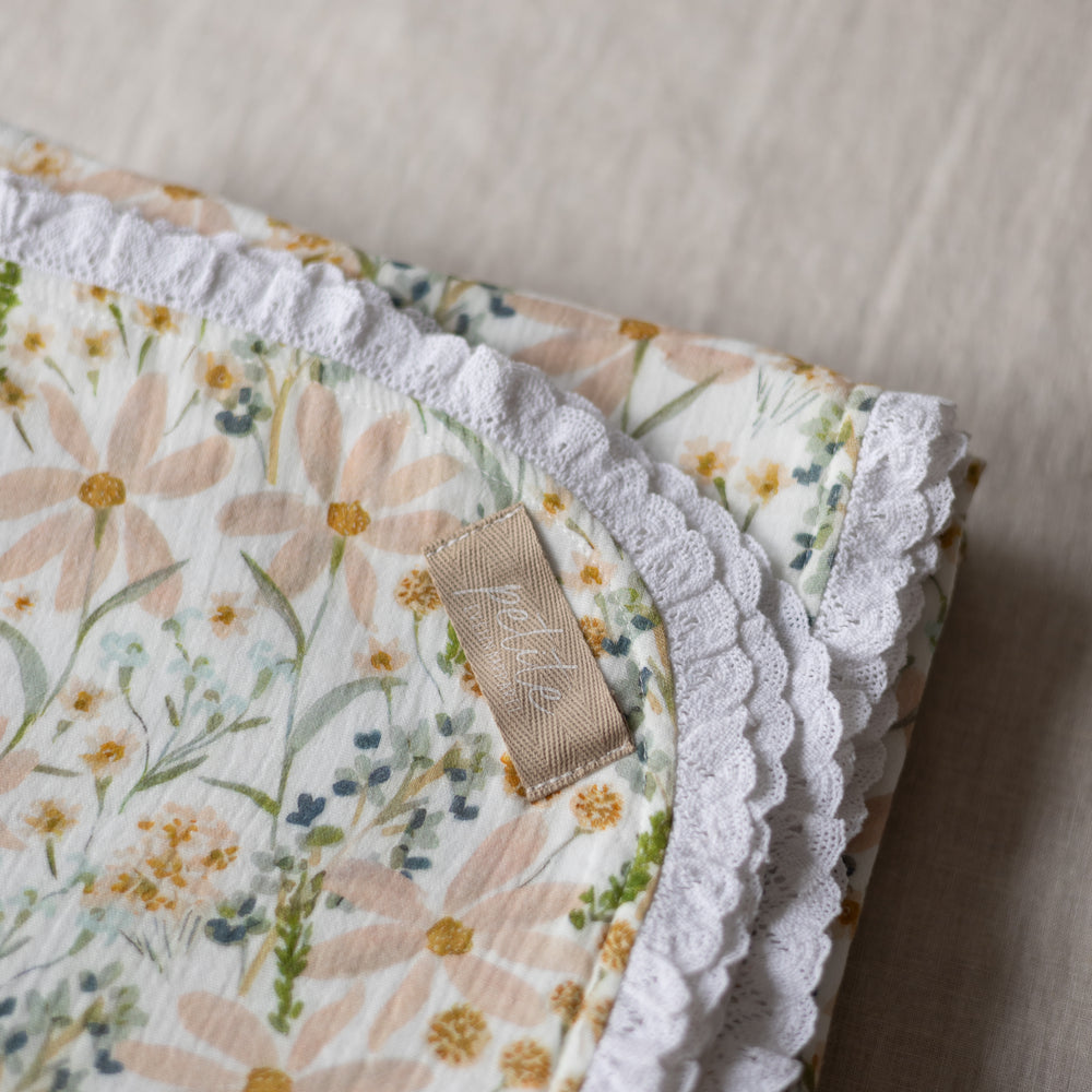 
                      
                        Muslin Blanket /  Ivory & Blush Flowers
                      
                    
