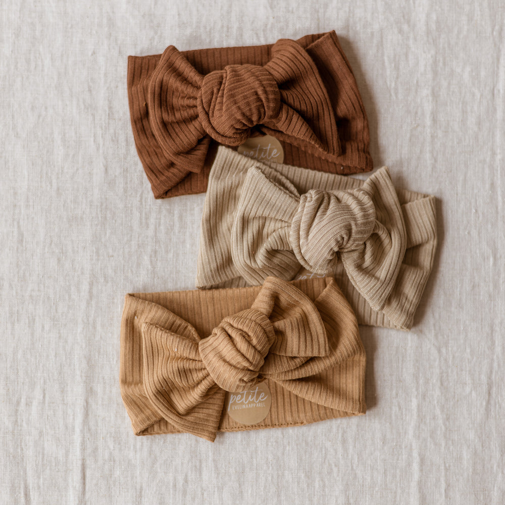 Bow Headband / Ribbed Modal - Beige