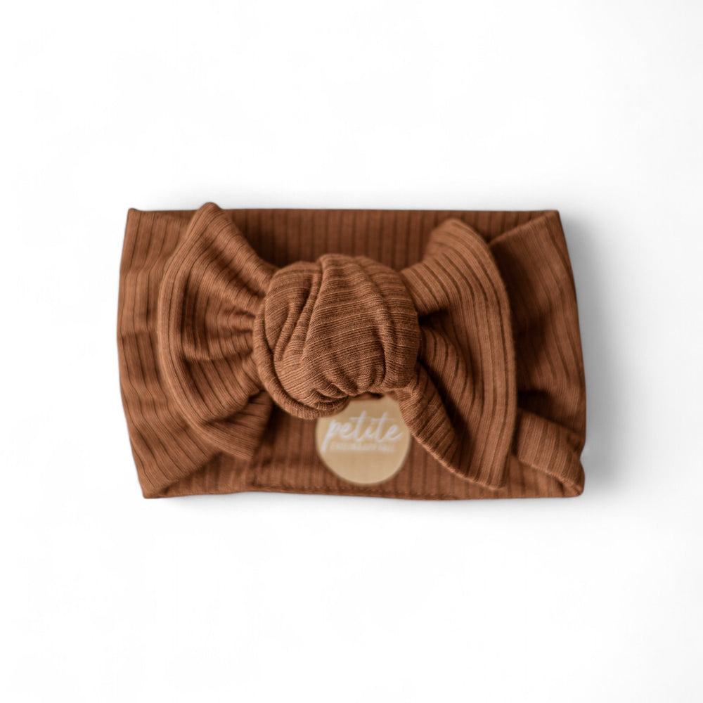 Bow Headband / Ribbed Modal - Chocolate