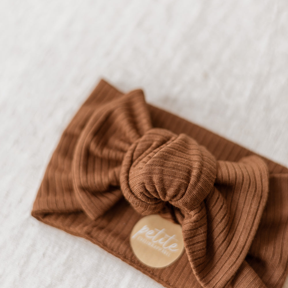 Bow Headband / Ribbed Modal - Chocolate