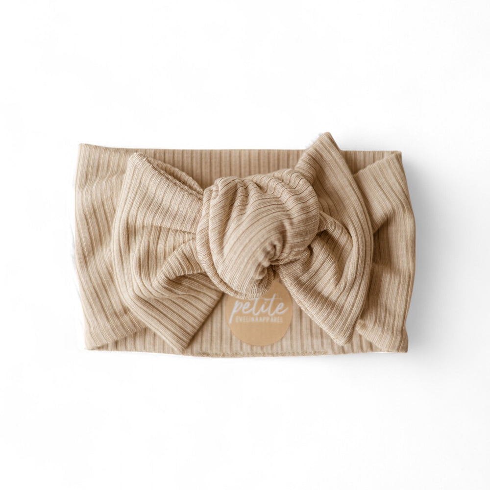 Bow Headband / Ribbed Modal - Beige