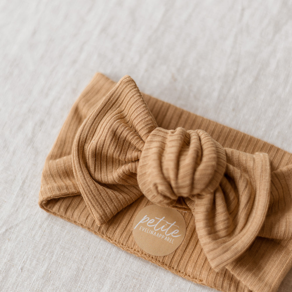Bow Headband / Ribbed Modal - Nougat