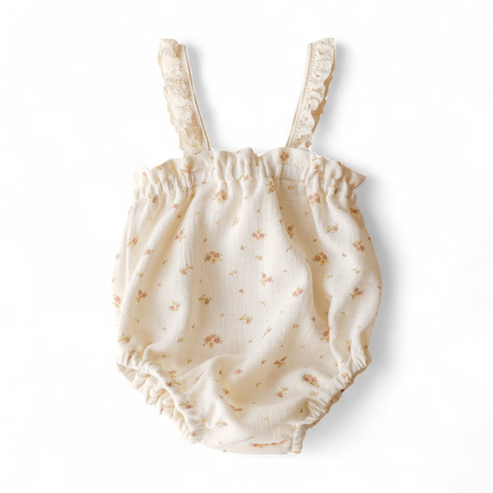 Baby Romper / Vintage Old Rose Floral