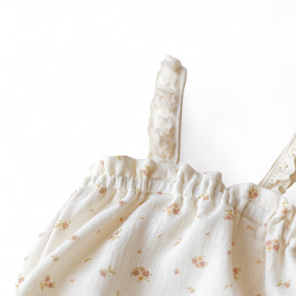 Baby Romper / Vintage Old Rose Floral