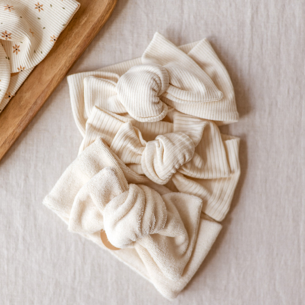 Bow Headband / Ribbed Modal - Vanilla