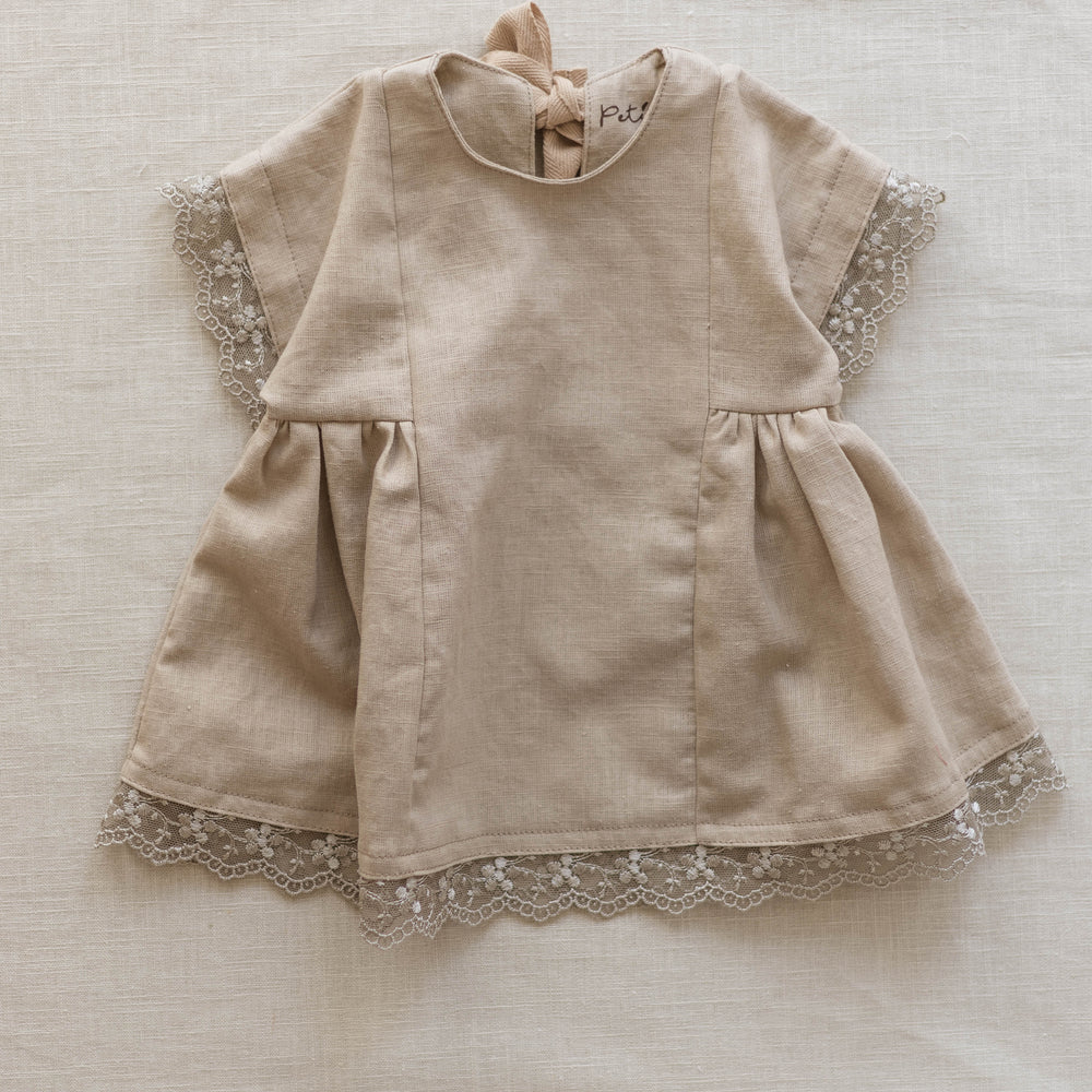 Malia dress / Linen + Lace / Beige