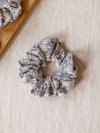 Wide Scrunchie / Jeans Blue Embroidery