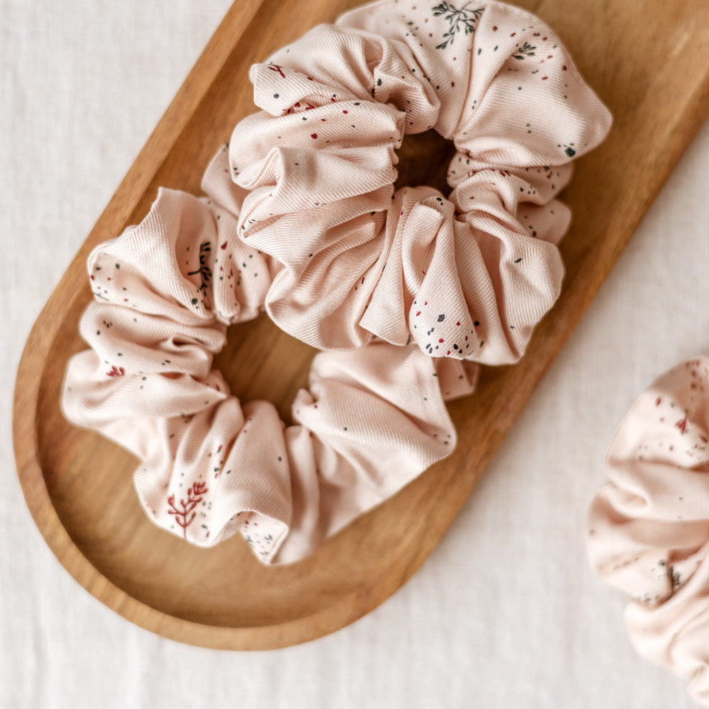 Wide Scrunchie / Blush Twigs