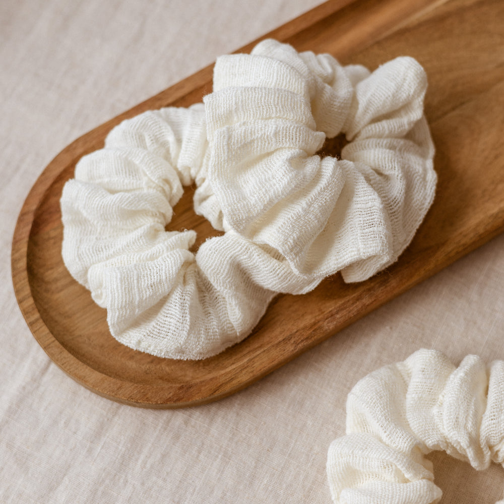 
                      
                        Wide Scrunchie / Ivory Gauze
                      
                    