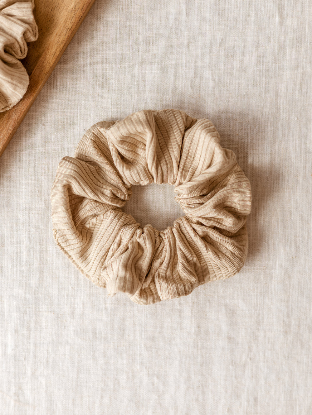 Wide Scrunchie/ Beige Modal Ribbed
