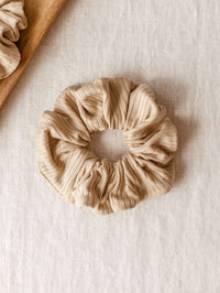Širok scrunchie / rebrast Modal - Beige