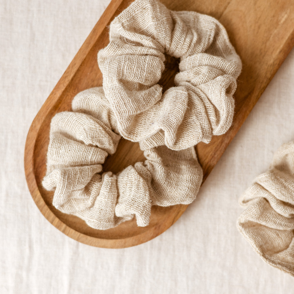 Wide Scrunchie / Gauze - Sand