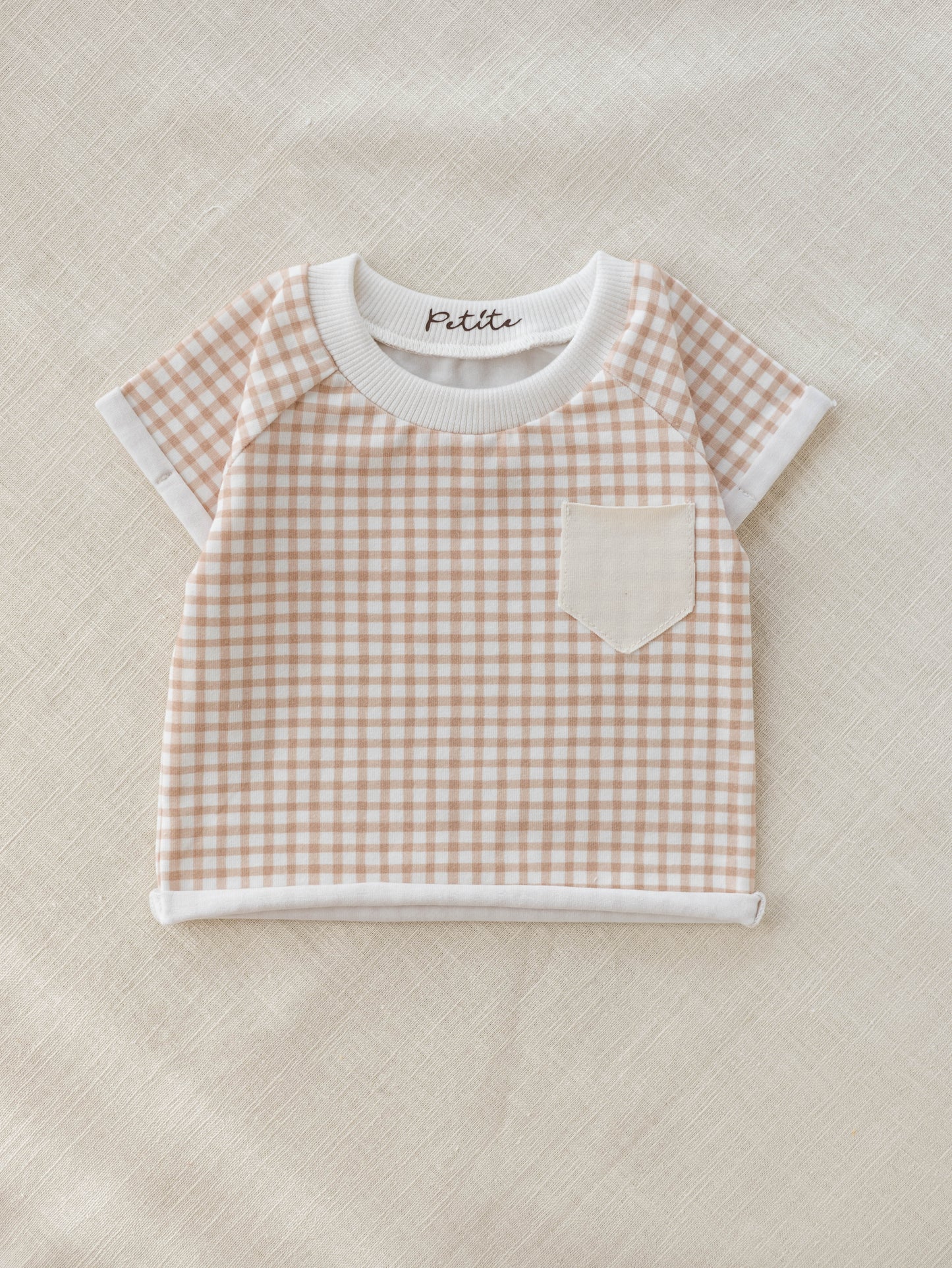 Baby t-shirt / tiny checkers - cookie