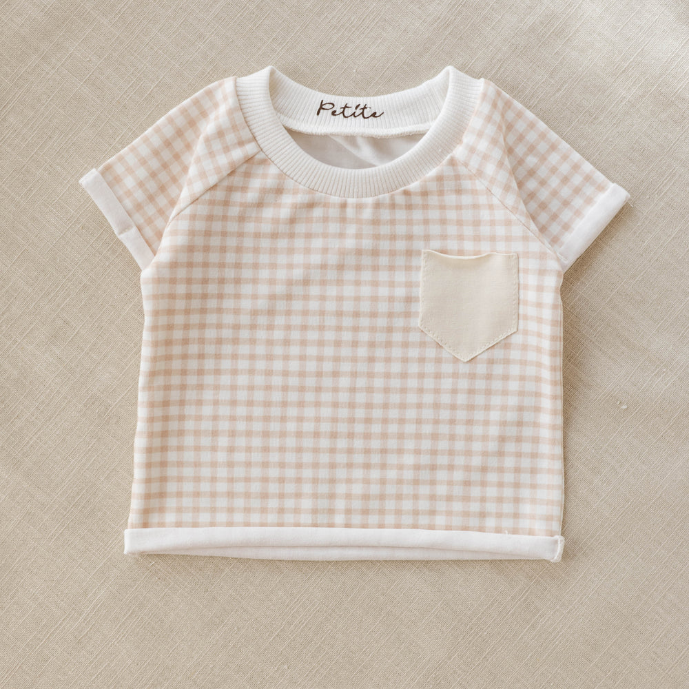 Baby t-shirt / tiny checkers - powder