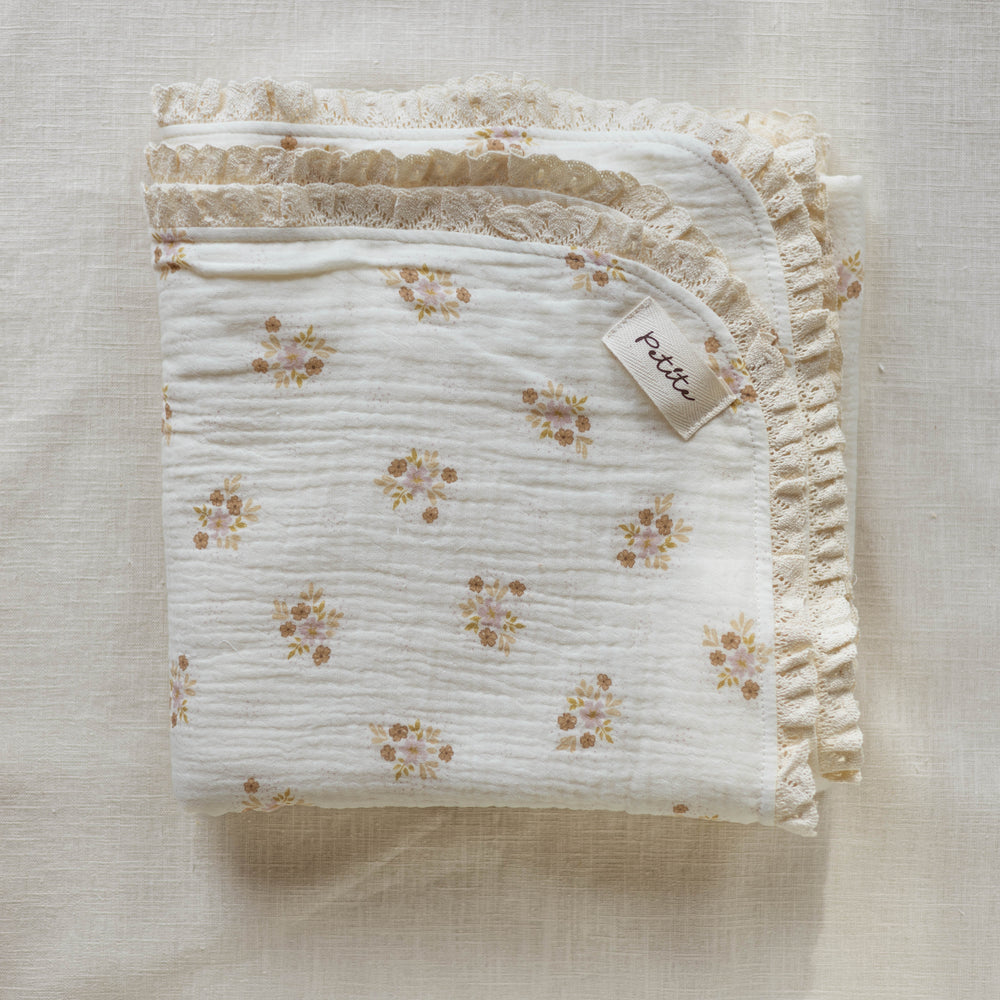 Muslin Blanket /  Flowers & Dots