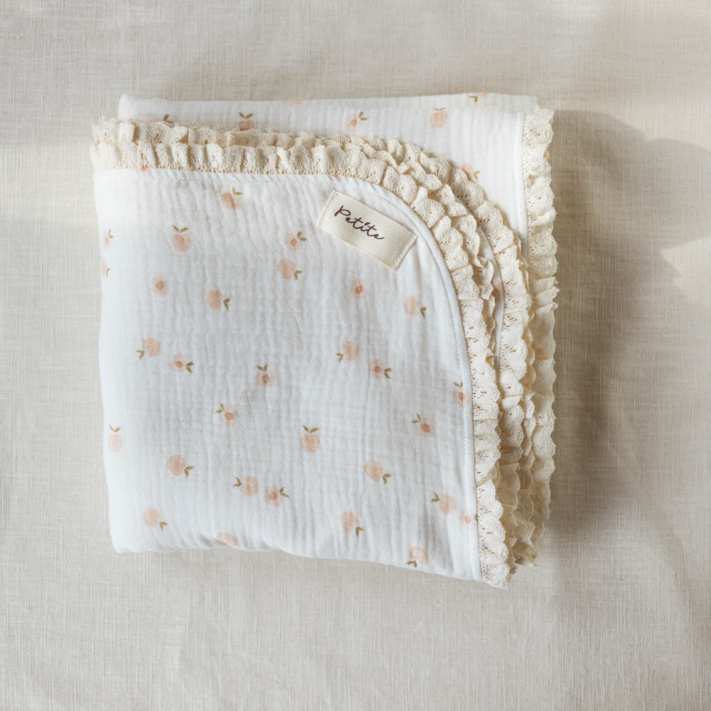 
                      
                        Muslin Blanket /  sweet peaches + lace
                      
                    