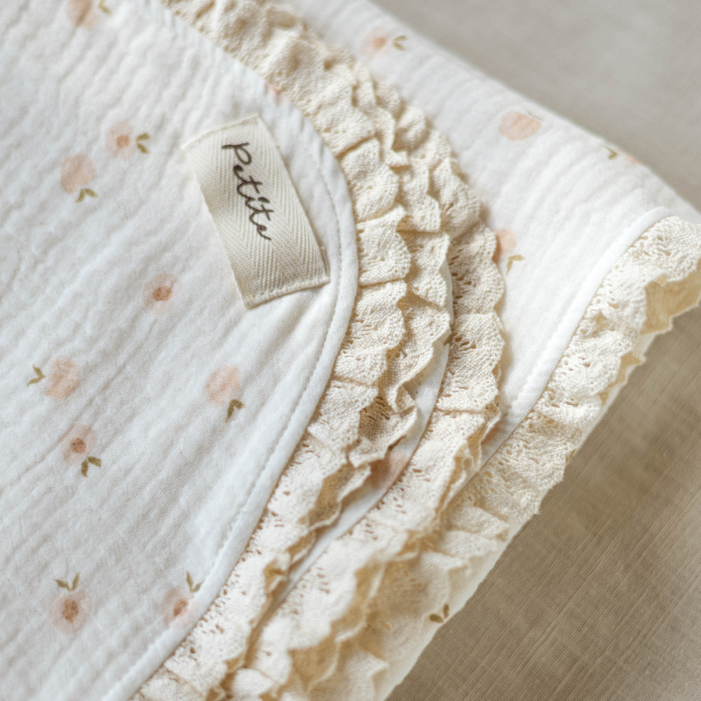 
                      
                        Muslin Blanket /  sweet peaches + lace
                      
                    