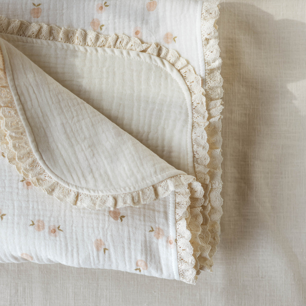 Muslin Blanket /  sweet peaches + lace