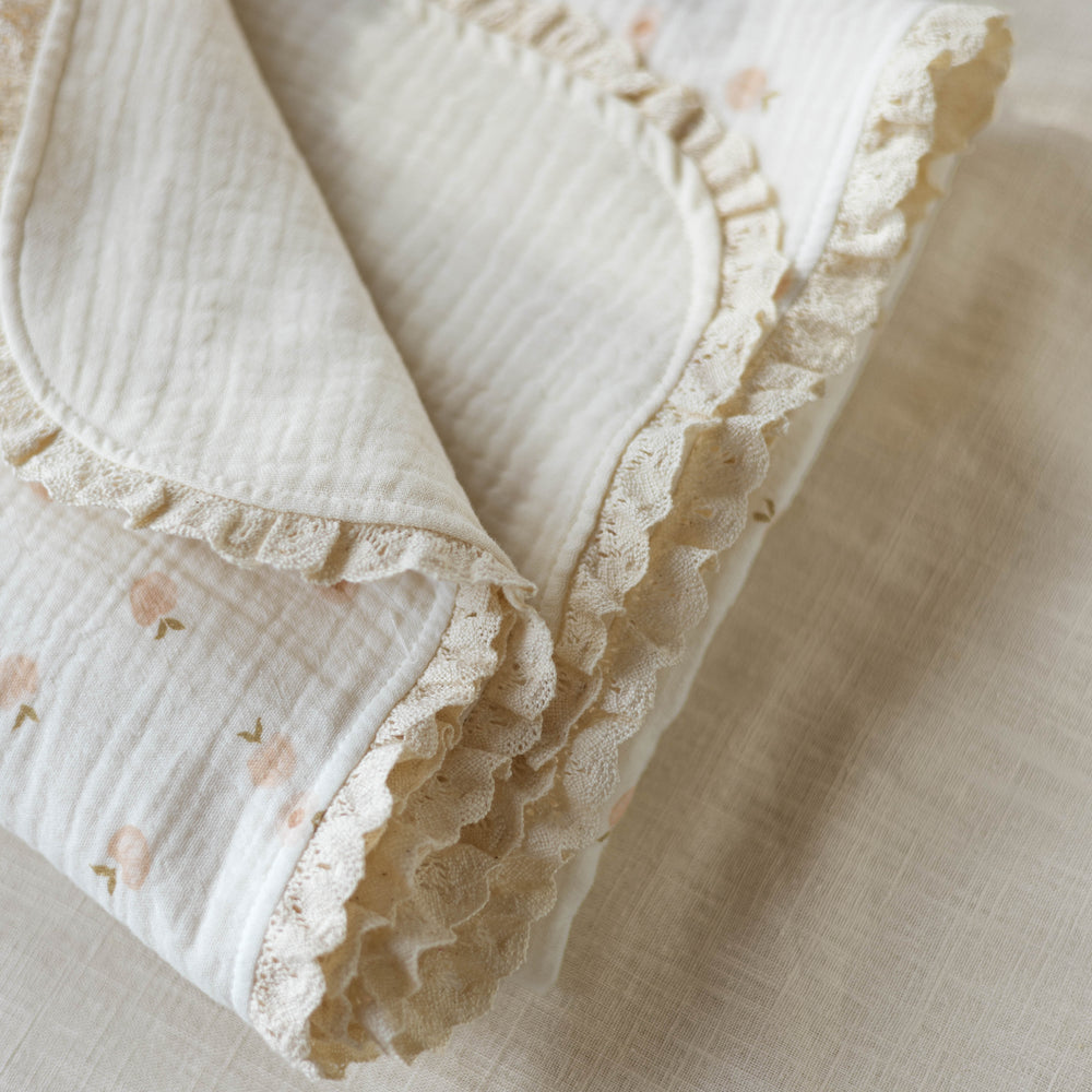 
                      
                        Muslin Blanket /  sweet peaches + lace
                      
                    